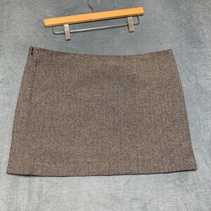 Old Navy Mini Skirt Womens 18 Brown Herringbone Lined Side Zip Preppy Outdoor
